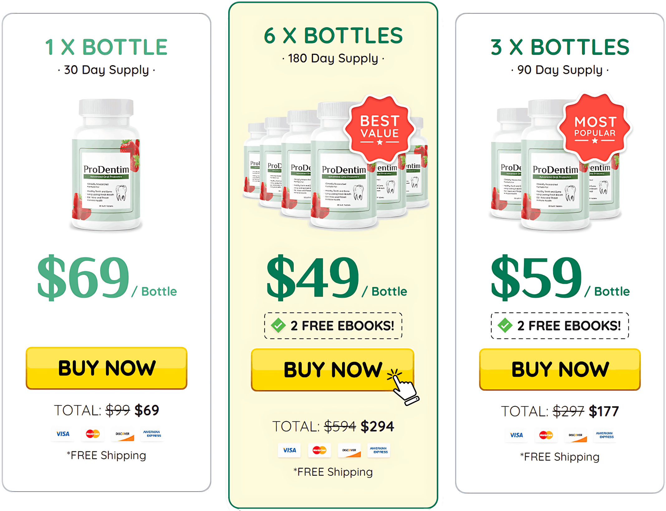 ProDentim bottle pricing and package options